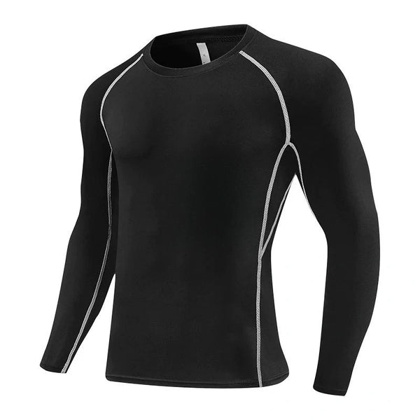 Men's long-sleeved tracksuit, sweat-absorbing, breathable, high-stretch gym wear, basketball running training top