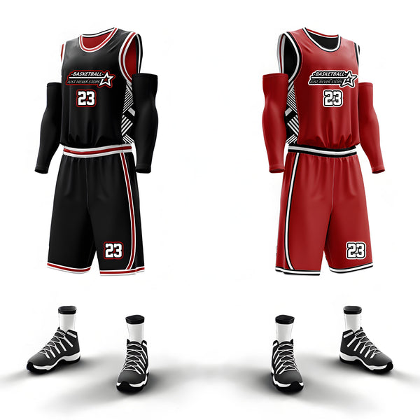 Custom Black Red Double Side Sets Sportswear Basketball Jersey
