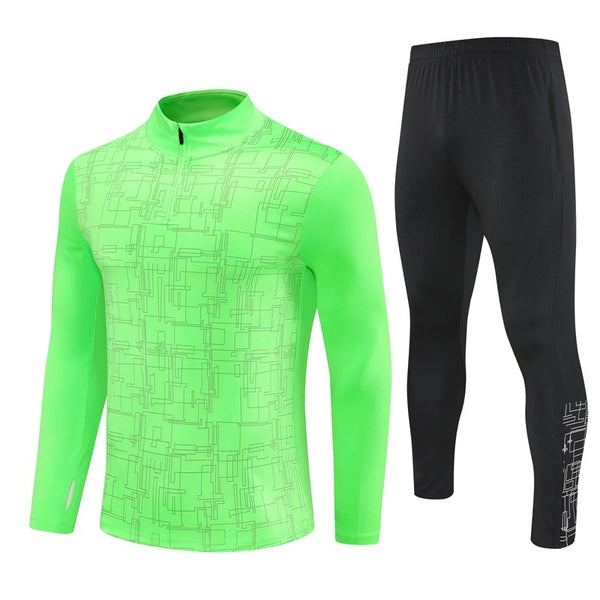 HM2402 Soccer Training Uniforms Custom Outfit Jacket With Long Pants Tracksuits Set-Light Green