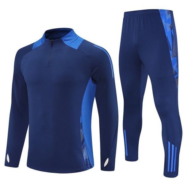 AD2401 Soccer Training Uniforms Custom Outfit Jacket With Long Pants Tracksuits Set-Navy