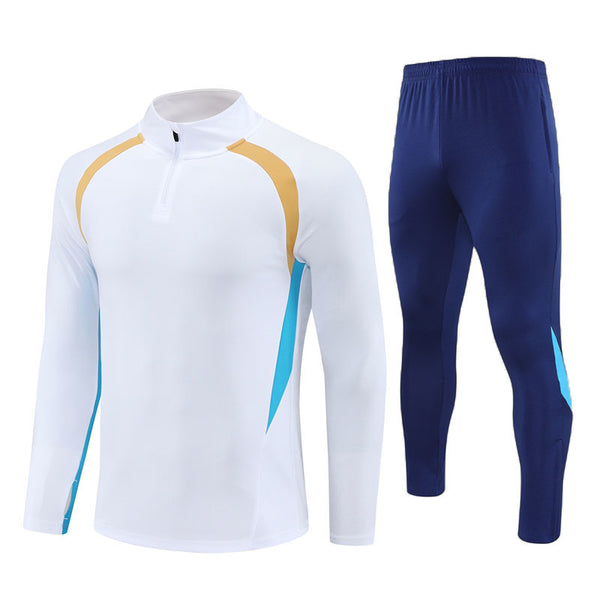 HM2405 Soccer Training Uniforms Custom Outfit Jacket With Long Pants Tracksuits Set-White