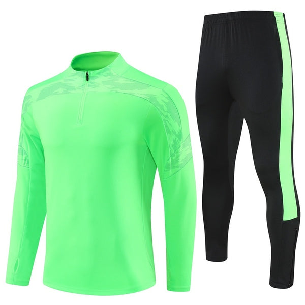 HM2403 Soccer Training Uniforms Custom Outfit Jacket With Long Pants Tracksuits Set-Light Green