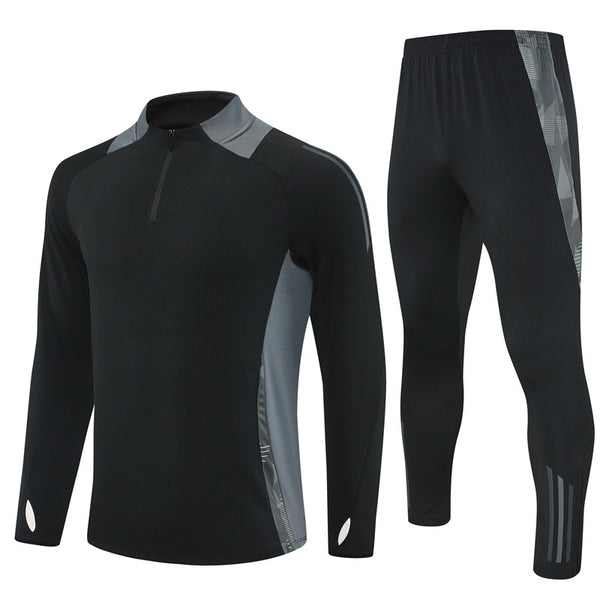 AD2401 Soccer Training Uniforms Custom Outfit Jacket With Long Pants Tracksuits Set-Black