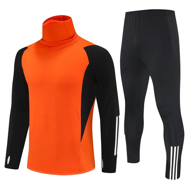 AD2301 Soccer Training Uniforms Custom Outfit Jacket With Long Pants Tracksuits Set-Orange