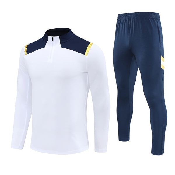 HM2401 Soccer Training Uniforms Custom Outfit Jacket With Long Pants Tracksuits Set-White