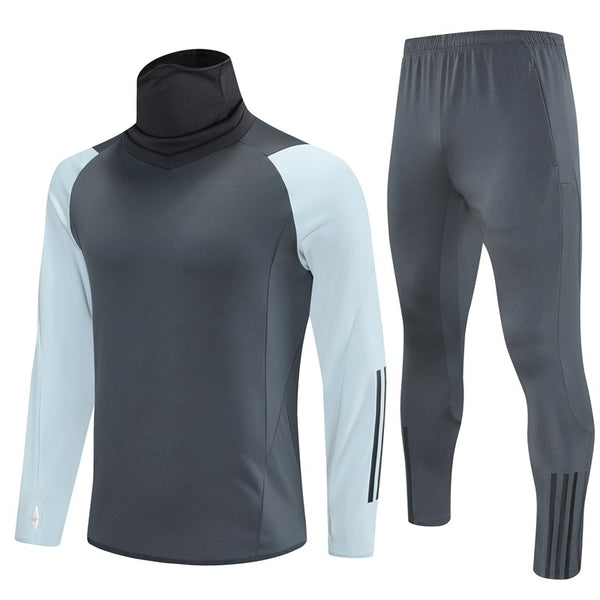 AD2301 Soccer Training Uniforms Custom Outfit Jacket With Long Pants Tracksuits Set-Gray