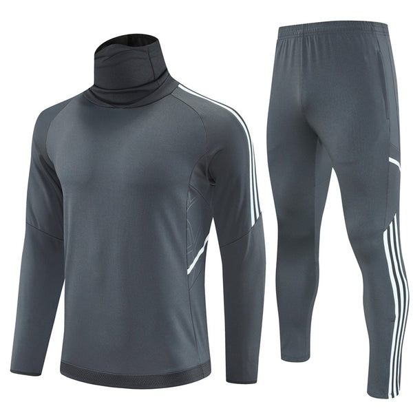 AD2201 Soccer Training Uniforms Custom Outfit Jacket With Long Pants Tracksuits Set-Gray