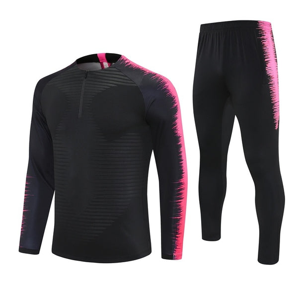 NK1801 Soccer Training Uniforms Custom Outfit Jacket With Long Pants Tracksuits Set-Black