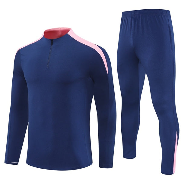 NK2401 Soccer Training Uniforms Custom Outfit Jacket With Long Pants Tracksuits Set-Navy