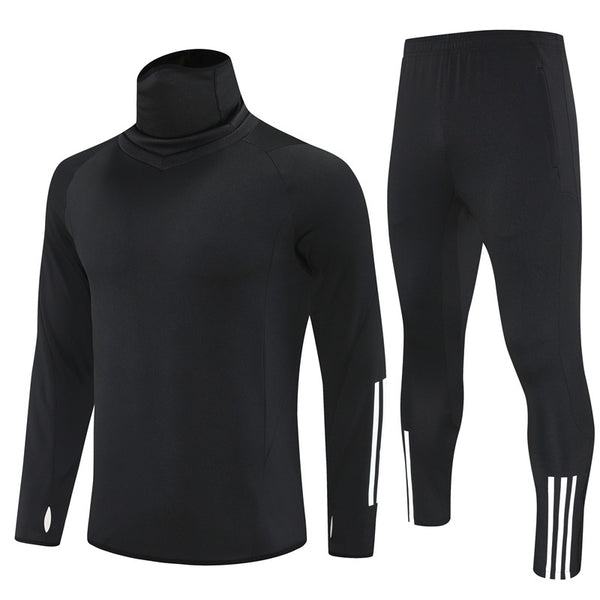 AD2301 Soccer Training Uniforms Custom Outfit Jacket With Long Pants Tracksuits Set-Black