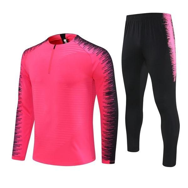 NK1801 Soccer Training Uniforms Custom Outfit Jacket With Long Pants Tracksuits Set-Pink