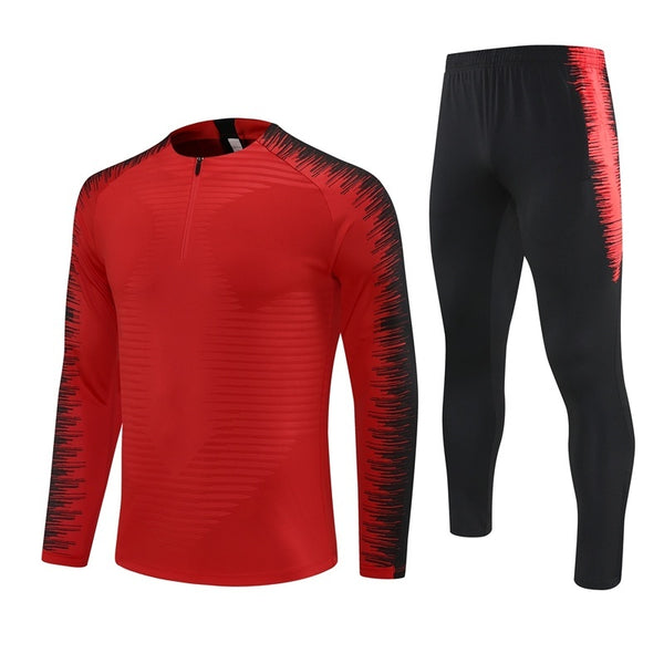 NK1801 Soccer Training Uniforms Custom Outfit Jacket With Long Pants Tracksuits Set-Red