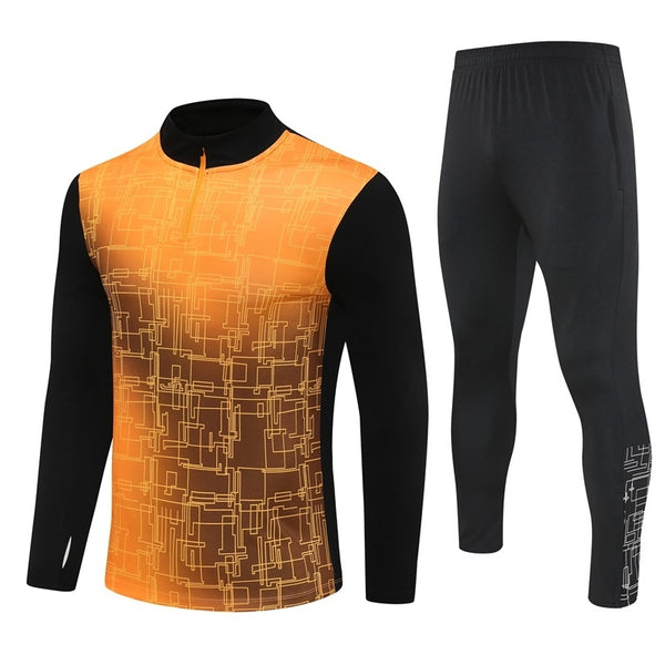 HM2402 Soccer Training Uniforms Custom Outfit Jacket With Long Pants Tracksuits Set-Yellow