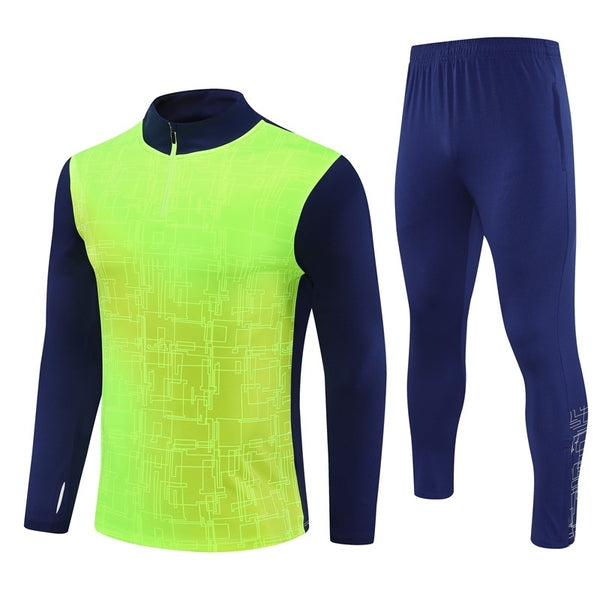 HM2402 Soccer Training Uniforms Custom Outfit Jacket With Long Pants Tracksuits Set-Chartreuse