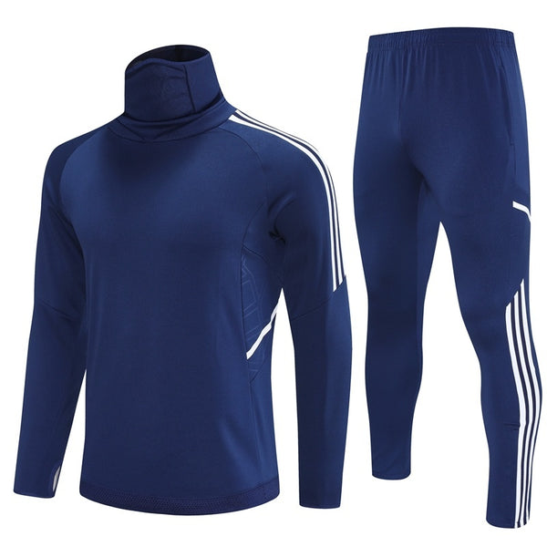AD2201 Soccer Training Uniforms Custom Outfit Jacket With Long Pants Tracksuits Set-Navy White