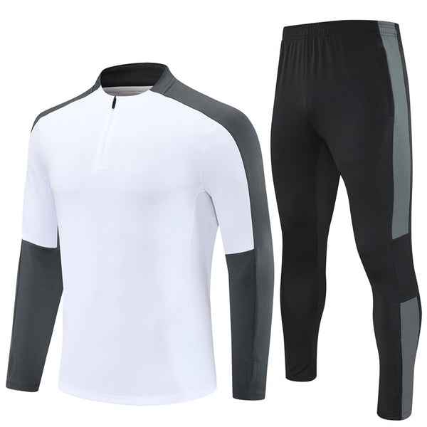 HM2406 Soccer Training Uniforms Custom Outfit Jacket With Long Pants Tracksuits Set-White