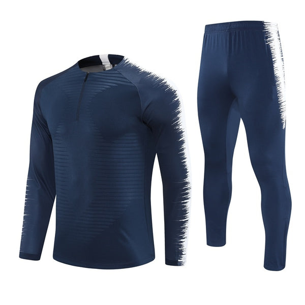 NK1801 Soccer Training Uniforms Custom Outfit Jacket With Long Pants Tracksuits Set-Navy