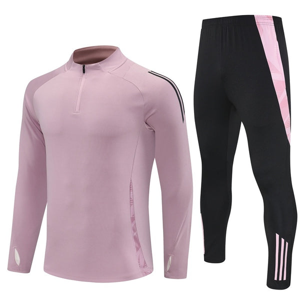 AD2401 Soccer Training Uniforms Custom Outfit Jacket With Long Pants Tracksuits Set-Purple