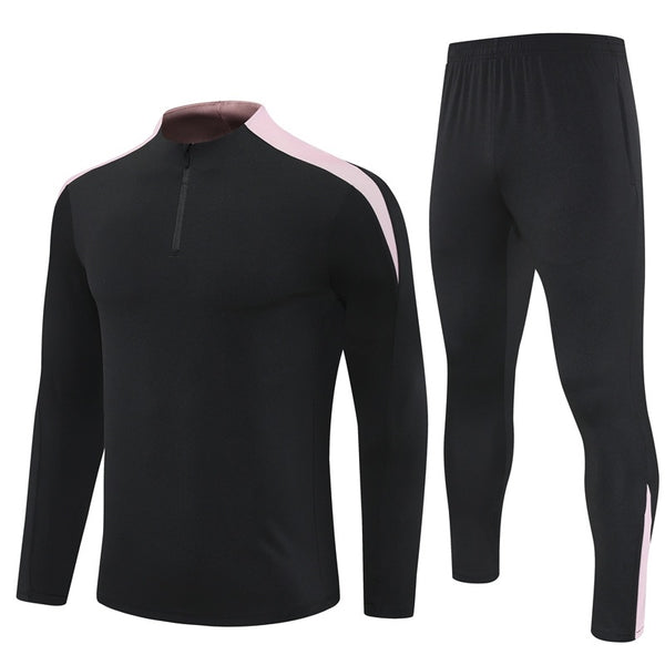 NK2401 Soccer Training Uniforms Custom Outfit Jacket With Long Pants Tracksuits Set-Black