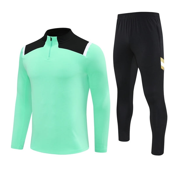 HM2401 Soccer Training Uniforms Custom Outfit Jacket With Long Pants Tracksuits Set-Green