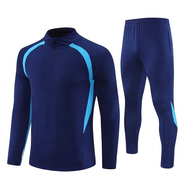 HM2405 Soccer Training Uniforms Custom Outfit Jacket With Long Pants Tracksuits Set-Navy
