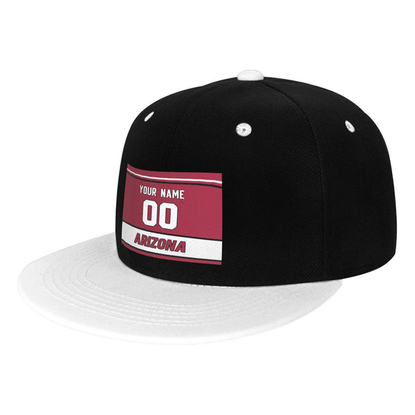 Gorra de hip-hop de visera plana contrastante KOPKOC Arizona. Nombre y número personalizados para regalos de adultos.