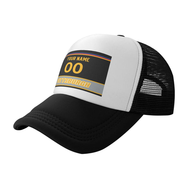 Gorra de béisbol de malla KOPKOC Pittsburgh con nombre y número personalizados para regalos de adultos