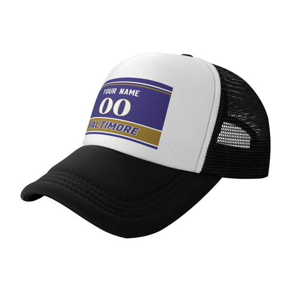 Gorra de béisbol de malla KOPKOC Baltimore con nombre y número personalizados para regalos de adultos