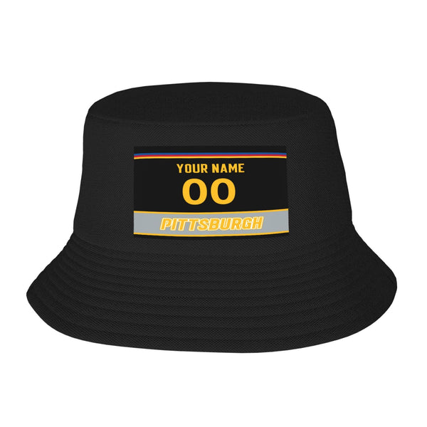 Sombrero de pescador de doble capa KOPKOC Pittsburgh. Nombre y número personalizados para regalos de adultos.