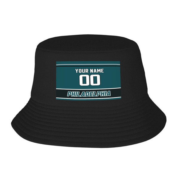 Sombrero de pescador de doble capa KOPKOC Philadelphia. Nombre y número personalizados para regalos de adultos.