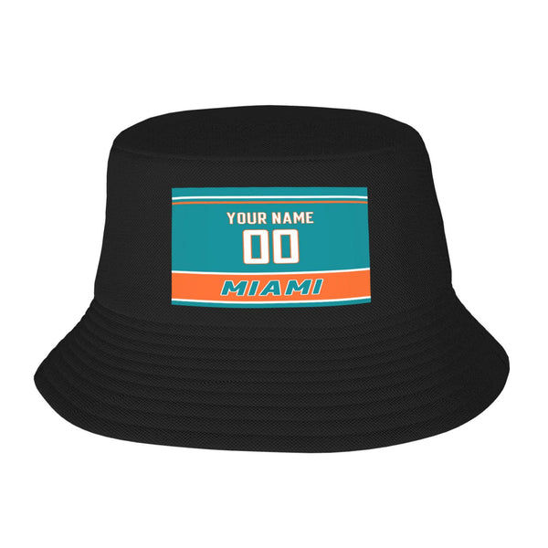 Sombrero de pescador de doble capa KOPKOC Miami con nombre y número personalizados para regalo de adulto.