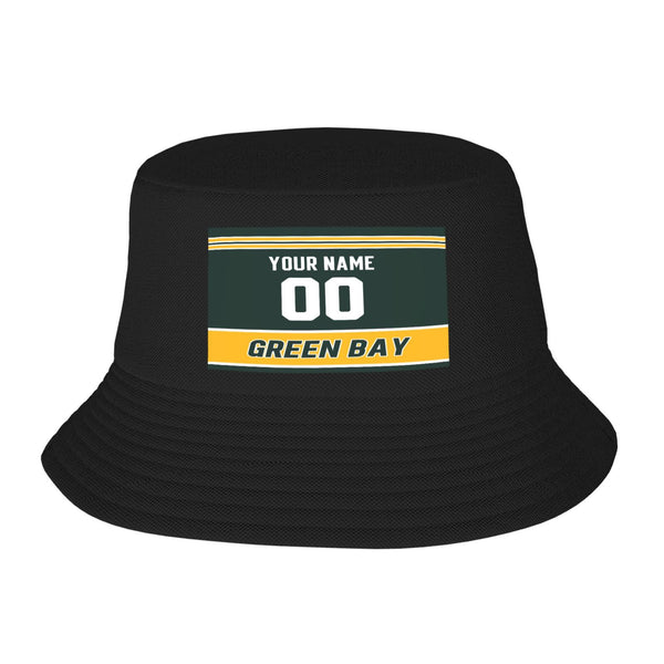 Sombrero de pescador de doble capa KOPKOC Green Bay con nombre y número personalizados para regalos de adultos