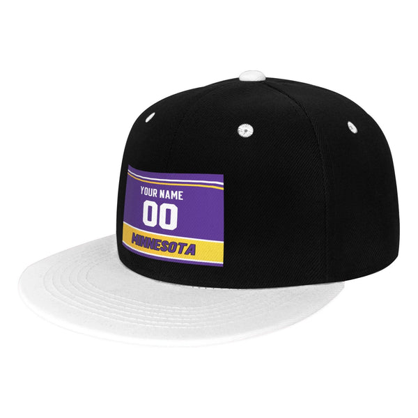 Gorra de hip-hop de visera plana contrastante de KOPKOC Minnesota. Nombre y número personalizados para regalos de adultos.