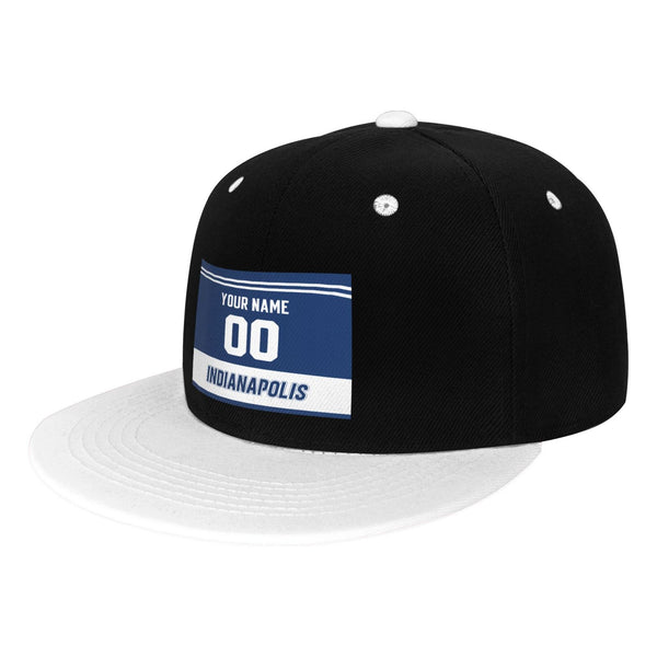 Gorra de hip-hop KOPKOC de Indianápolis con visera plana y contraste. Nombre y número personalizados para regalos de adultos.