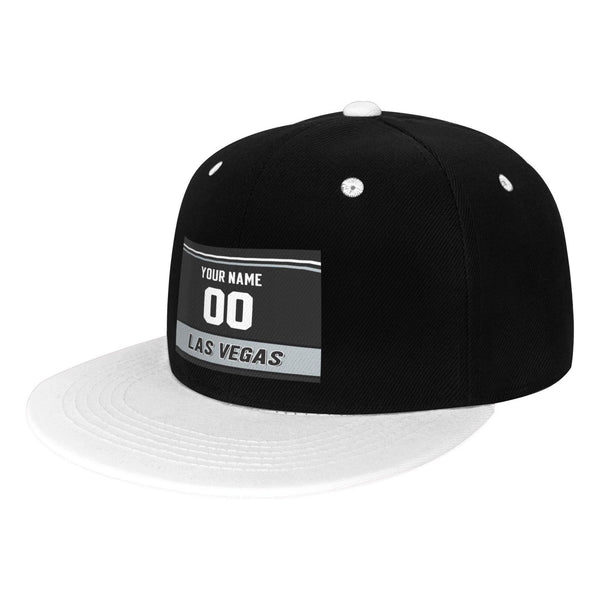Gorra de hip-hop de visera plana contrastante KOPKOC Las Vegas. Nombre y número personalizados para regalos de adultos.