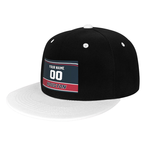 Gorra de hip-hop de visera plana contrastante KOPKOC Houston con nombre y número personalizados para regalos de adultos