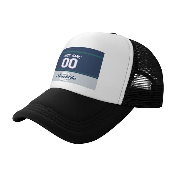 Gorra de béisbol de malla KOPKOC Seattle con nombre y número personalizados para regalos de adultos