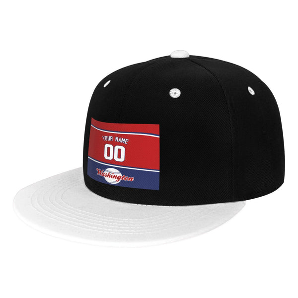 Gorra de hip-hop de visera plana contrastante KOPKOC Washington. Nombre y número personalizados para regalos de adultos.