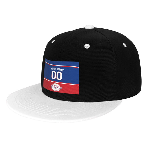 Gorra de hip-hop KOPKOC Texas de visera plana con contraste, nombre y número personalizados para regalos de adultos