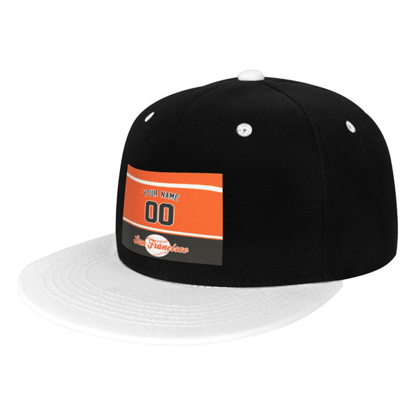 Gorra de hip-hop de visera plana contrastante KOPKOC San Francisco. Nombre y número personalizados para regalos de adultos.