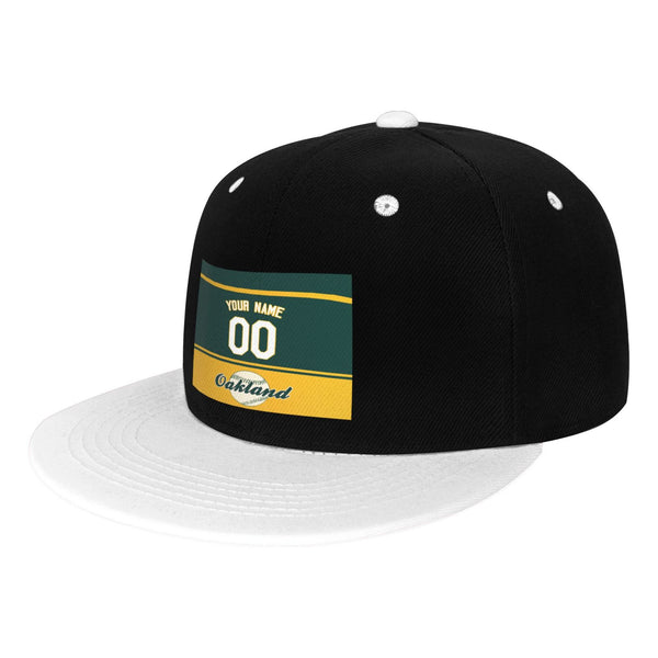 Gorra de hip-hop de visera plana contrastante KOPKOC Oakland. Nombre y número personalizados para regalos de adultos.