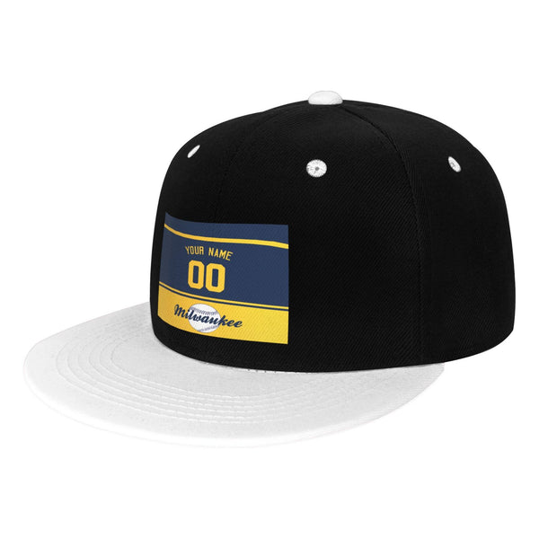 Gorra de hip-hop KOPKOC Milwaukee de visera plana con contraste, nombre y número personalizados para regalos de adultos