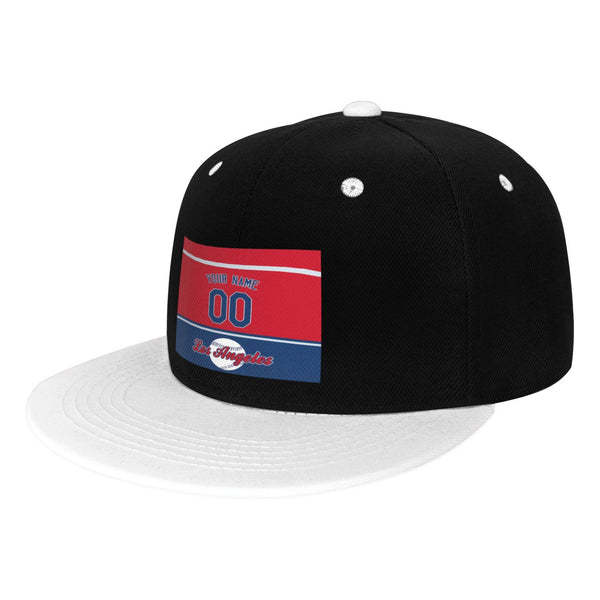 Gorra de hip-hop de visera plana contrastante KOPKOC Los Ángeles. Nombre y número personalizados para regalos de adultos.