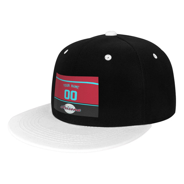 Gorra de hip-hop de visera plana contrastante KOPKOC Arizona. Nombre y número personalizados para regalos de adultos.