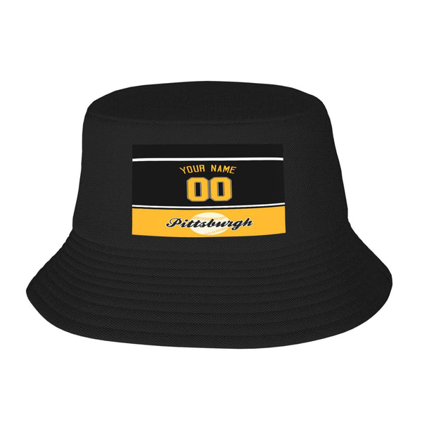 Sombrero de pescador de doble capa KOPKOC Pittsburgh. Nombre y número personalizados para regalos de adultos.