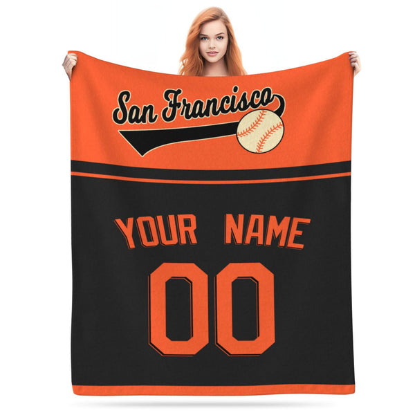 Manta de béisbol KOPKOC de San Francisco con nombre y número personalizados para regalar