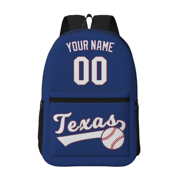 KOPKOC Texas Baseball Backpack with pockets - PVC oxford cloth - Custom Name and Number