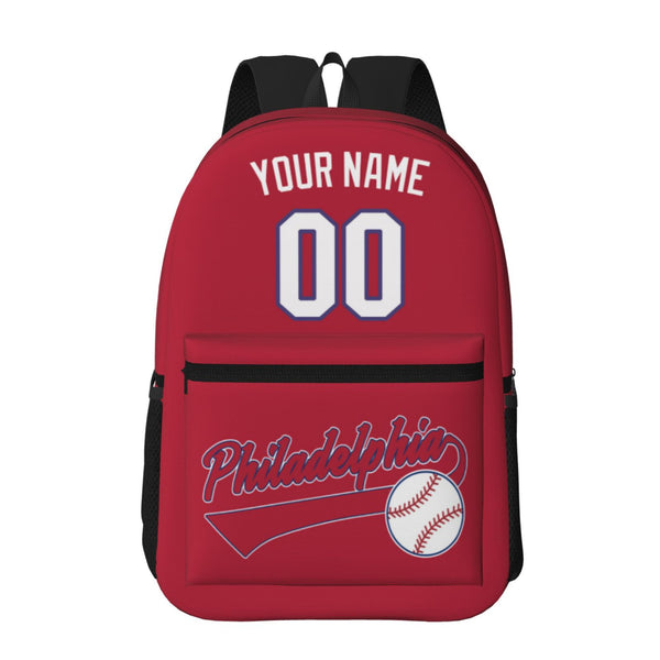 KOPKOC Philadelphia Baseball Backpack with pockets - PVC oxford cloth - Custom Name and Number