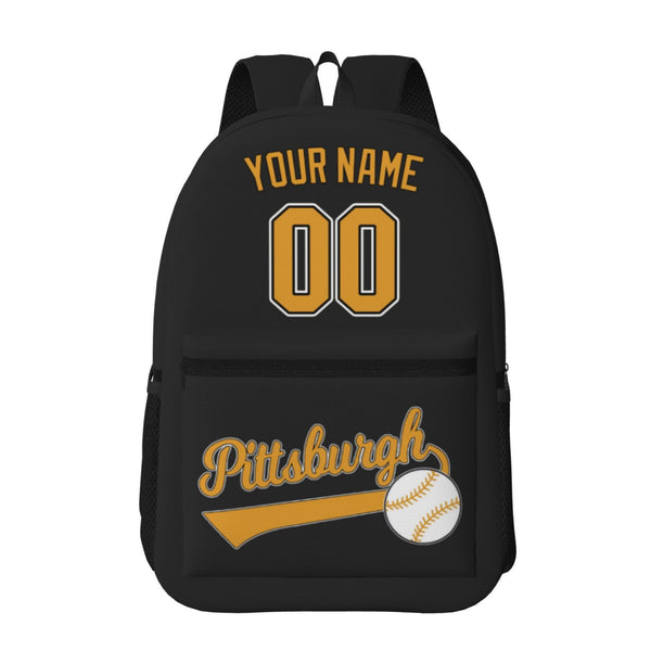 KOPKOC Pittsburgh Baseball Backpack with pockets - PVC oxford cloth - Custom Name and Number