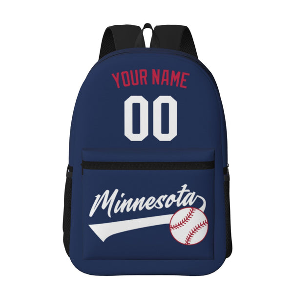 KOPKOC Minnesota Baseball Backpack with pockets - PVC oxford cloth - Custom Name and Number